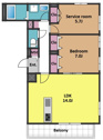 【間取り】 | 1SLDK 南向きの明るいお部屋です
