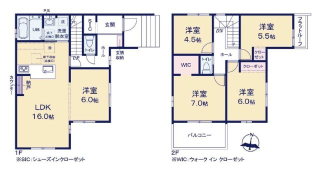 新築　太田市東矢島町1期　１号棟の間取り|建物面積105.57㎡　広々22帖ldk！シューズインクローク・ウォークインクローゼット・各部屋収納付きで便利です！日当たりの良い広々バルコニーは気持ち良くお洗濯物が干せます！							
