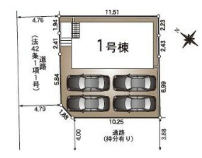 売新築戸建　中央区葵西五丁目の区画図