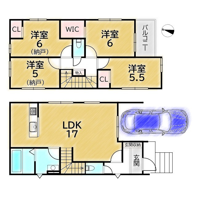 紫竹西北町 新築戸建(2期1号地)の間取り