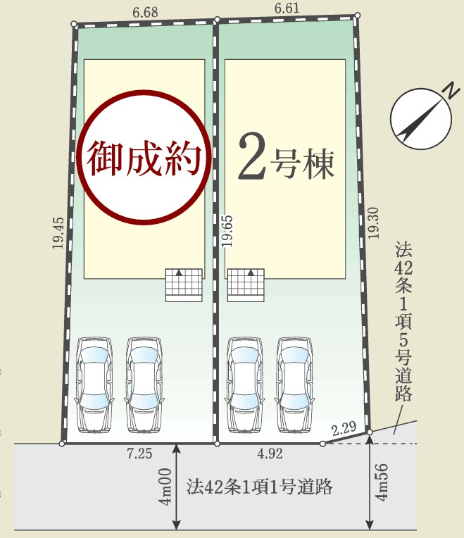 仲介手数料無料　Fit-A　東村山市萩山町３期　全２棟　２号棟の区画図