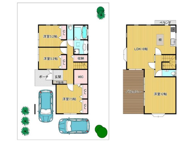 【間取り】 | 板橋区舟渡２丁目　中古戸建て | 広々バルコニーはウッドデッキ仕上げ！温もりある上質な空間