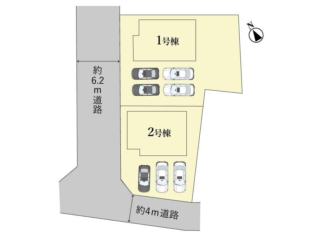 鈴鹿市南玉垣町《2号棟》の区画図|駐車スペース3台(普2台・軽1台)