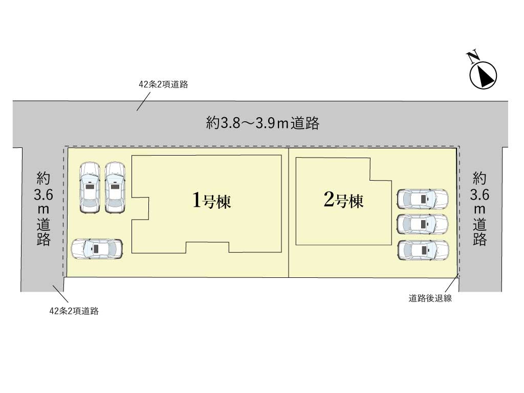 鈴鹿市寺家6丁目《2号棟》の区画図|駐車スペース3台