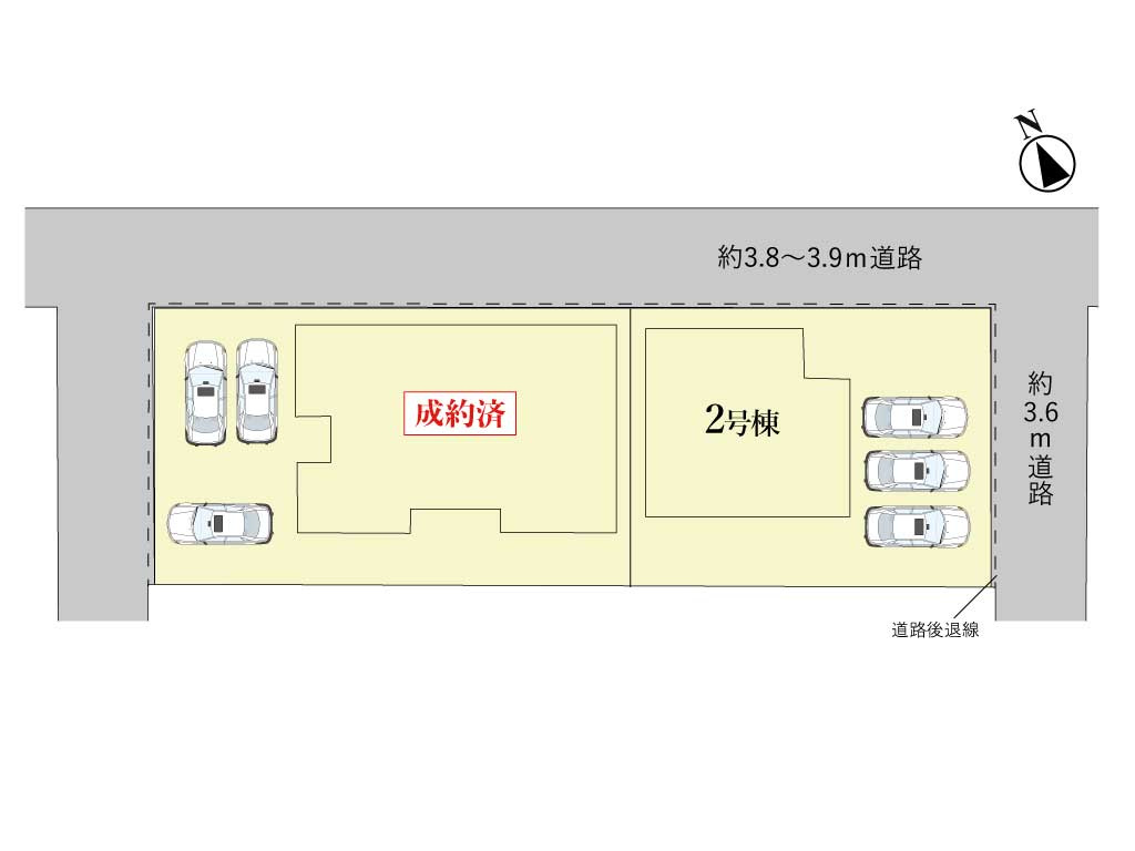 鈴鹿市寺家6丁目《2号棟》の区画図|駐車スペース3台