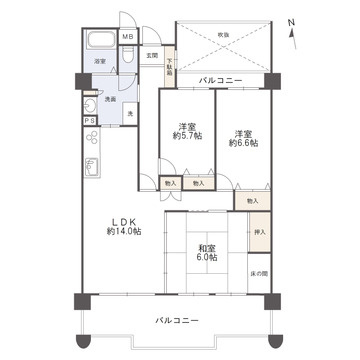 パブリコーポ高陽の間取り|3ＬＤＫの間取りです。