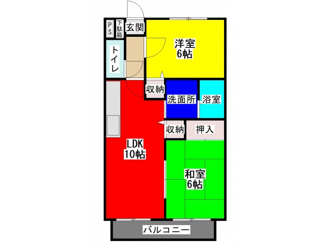 熊本市東区弓削町のアパートの間取り
