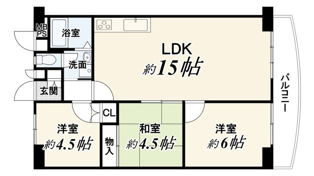 【Re Dream】深草西浦住宅の間取り|3LDK、価格2199万円、専有面積66.66m2、バルコニー面積8.69m2