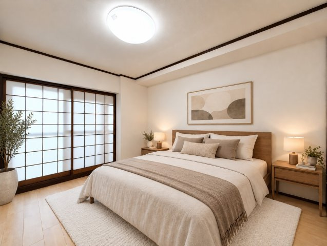 【Re Dream】深草西浦住宅の洋室|【リビング】
シンプルで使いやすい洋室♪お好みのスタイルで寝室づくりを楽しめます。
※本画像は実際の写真にCG加工を加えたもので、実際の室内状況とは異なります。

室内（2026年10月）撮影