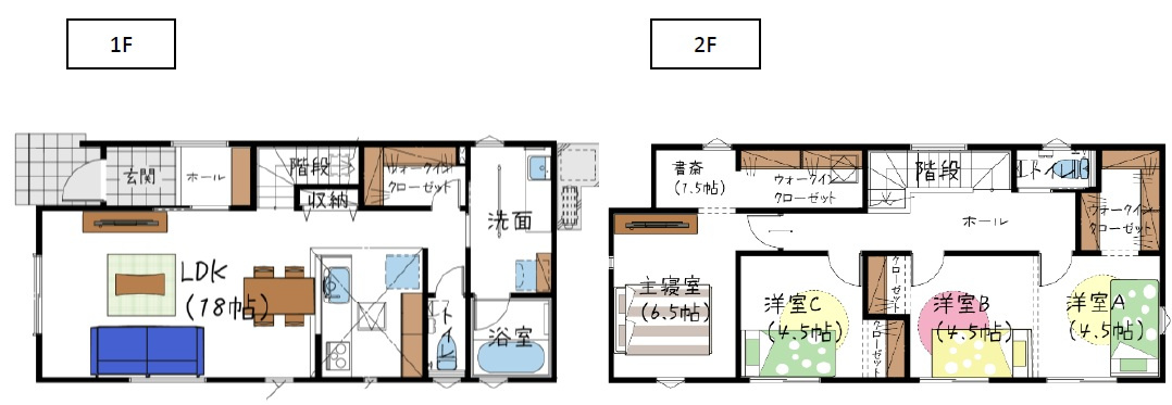 熊本市南区砂原町の新築一戸建の間取り