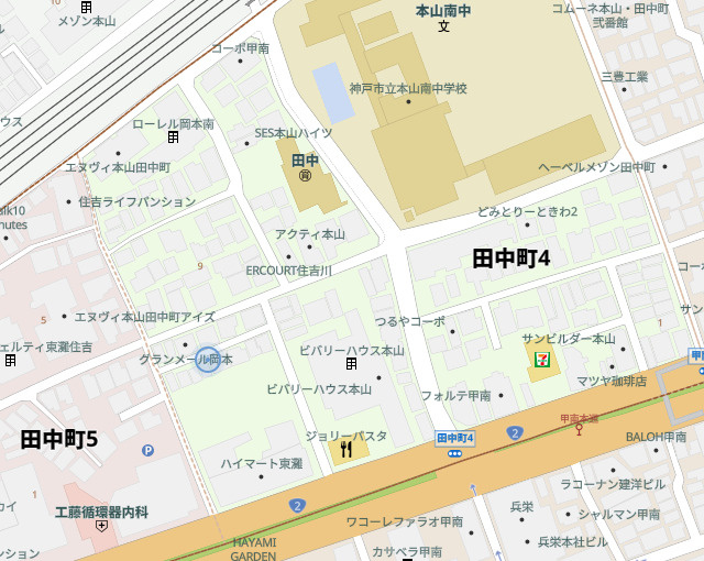 神戸市東灘区田中町4丁目　中古戸建の地図
