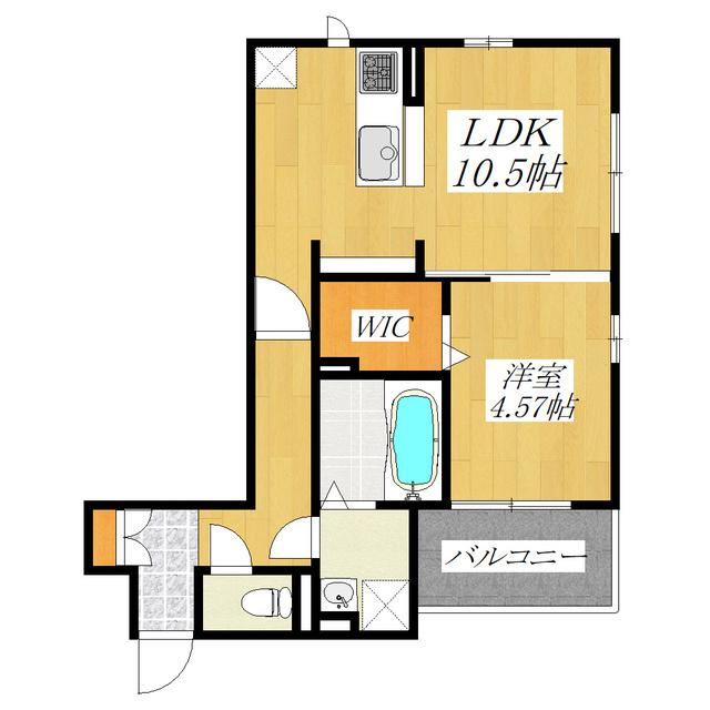 アルビネス東十条の間取り|角部屋☆１ＬＤＫ