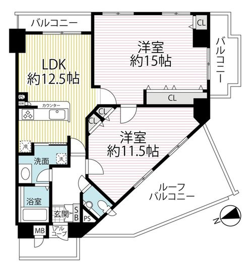 イーグルコート椥辻十条の間取り|2LDK、価格2980万円、専有面積82.16㎡、バルコニー面積9㎡