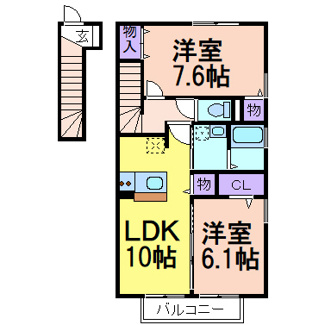 【間取り】 | サンビューハイツB棟 | 掲載写真は同建物・反転タイプのお部屋です。現況優先と致します。