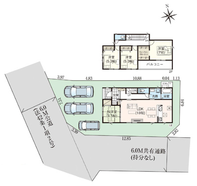 【区画図】 | ＧＲＡＦＡＲＥ　山形市印役町２期　２号棟 | ★内覧予約でブランド米2kg★