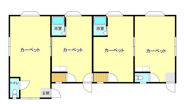 伊東温泉競輪場工事の方必見！社宅にちょうどいいミリオンA棟 　1LDK×2の間取り