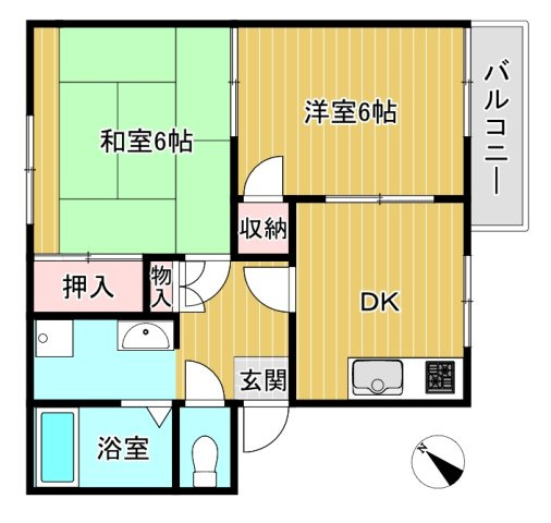 ロイヤルヒルズ　Ａ棟の間取り|2階でバルコニー付き