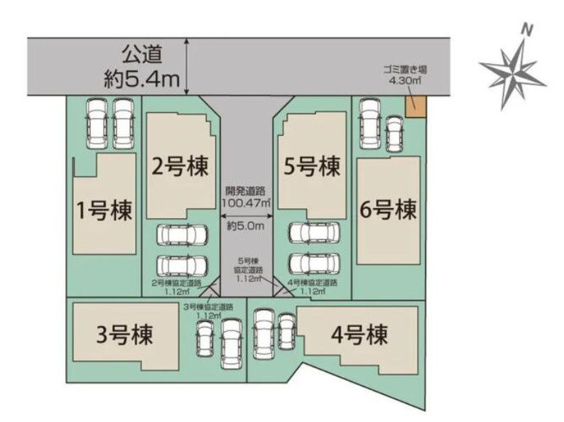 平塚市南原2丁目　新築戸建　全6棟3号棟の区画図