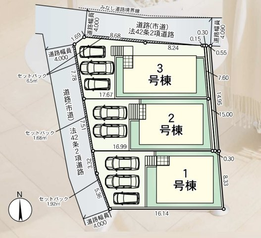 【区画図】 | 那珂川市今光8丁目第2　1号棟（全3棟）【仲介手数料無料・0円】 | 区画図です。1号棟