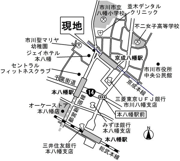 京成八幡WESTCOURT の地図