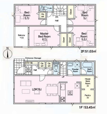【間取り】 | 那珂川市今光8丁目第2　3号棟（全3棟）【仲介手数料無料・0円】 | 平日、土日祝日もお好きな日時にご見学可能です。お気軽にお問合せ下さい。
