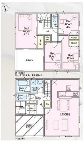 松戸市根木内新築戸建（根木内第10）の間取り|2号棟：4LDK
