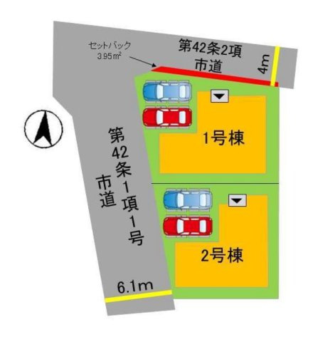 【区画図】 | 那珂川市今光8丁目3期　1号棟（全2棟）【仲介手数料無料・0円】 | 区画図です。1号棟です。