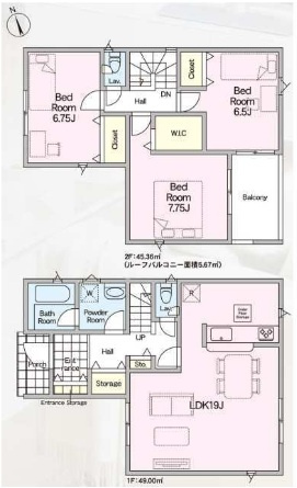 松戸市根木内新築戸建（根木内第10）の間取り|3号棟：3LDK