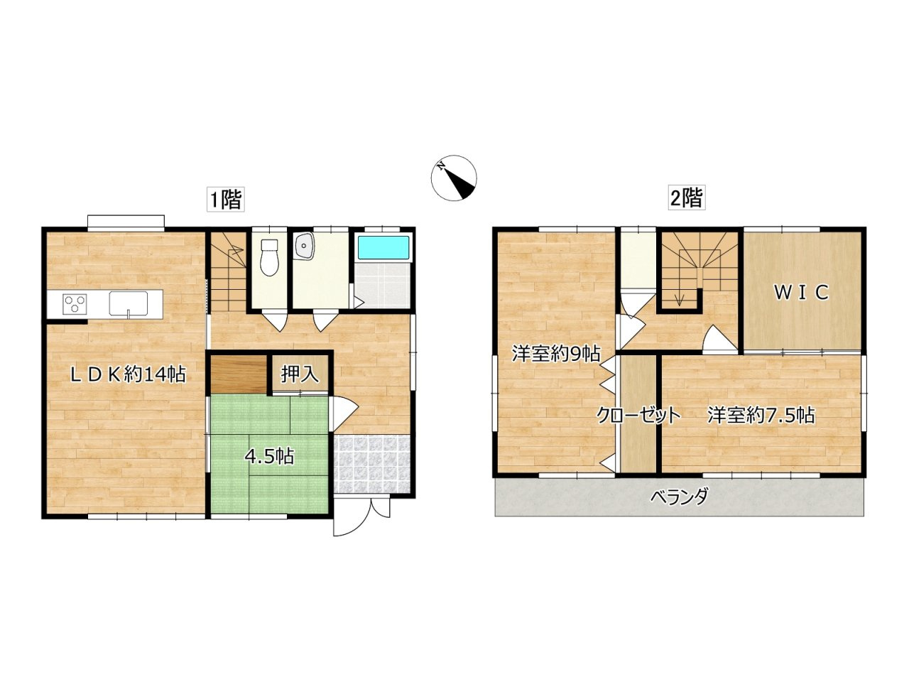 高知市朝倉丙　中古戸建ての間取り