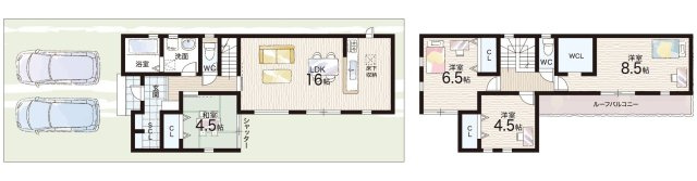 橿原市常盤町　第1期　新築一戸建ての間取り|2号地