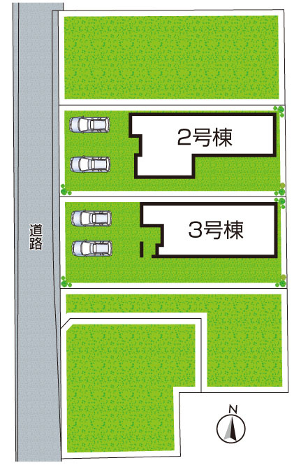 1(土)2(日)現地説明会　橿原市常盤町　全5邸の区画図|全5区画