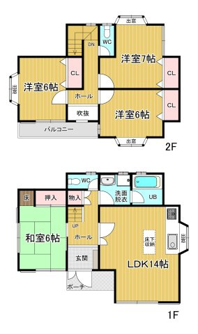 神戸市北区山田町下谷上字猪ころび戸建の間取り