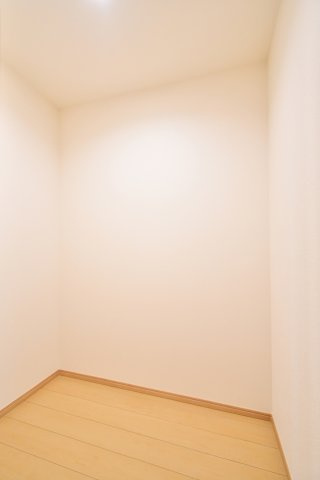 久喜青毛1丁目6番　全4棟　D号棟の収納|納戸：季節物の家電やスーツケース、日用品のストックまでたっぷりと収納できる便利な納戸。これだけのスペースがあれば、居住空間をすっきりと保つことができます。棚を設置してカスタマイズするのもおすすめです。