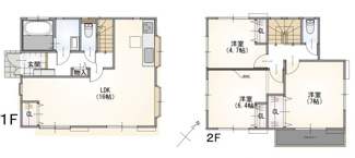 【間取り】 | 海老名市望地2丁目 中古戸建 | 南東向き　２階建て　3LDK　全居室２面採光　全居室収納付き