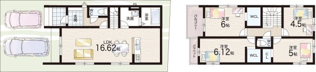 ★29(土)30(日)現地見学可能！★草津市草津町　全2邸の間取り|1号地