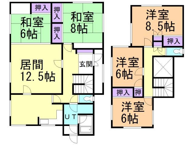 登別市若山町1丁目6-1戸建の間取り
