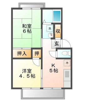 【間取り】 | サンシャイン中川B | 2DK