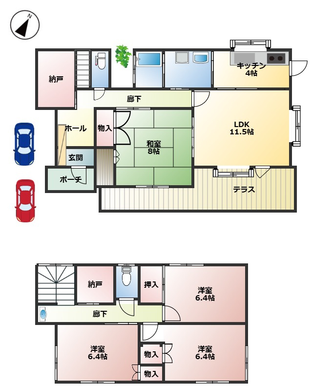 大窪５丁目中古住宅の間取り|4LDKの間取りになります