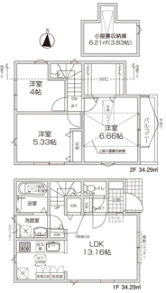 【間取り】 | 【仲介手数料無料！！】府中市西府町4丁目　新築戸建て（全1棟）1号棟　4780万円 | 3LDK