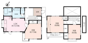 リビング以外の洋室は全て6帖以上となっており、洋室8帖には収納用にロフトスペースを設けてます。
