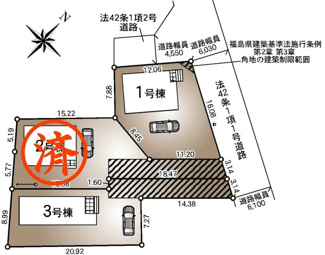 【区画図】 | 郡山市富田町大徳南新築一戸建て3棟