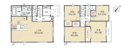 厚木市戸室5期　新築戸建　全2棟2号棟の間取り