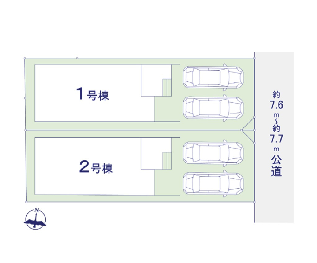 大野城市雑餉隈町2丁目第1-2棟（1号棟）の区画図|配置図（1号棟）