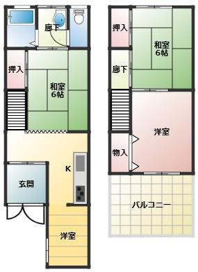 【間取り】 | 東大阪市大蓮東１丁目１９−２０　リフォーム済み