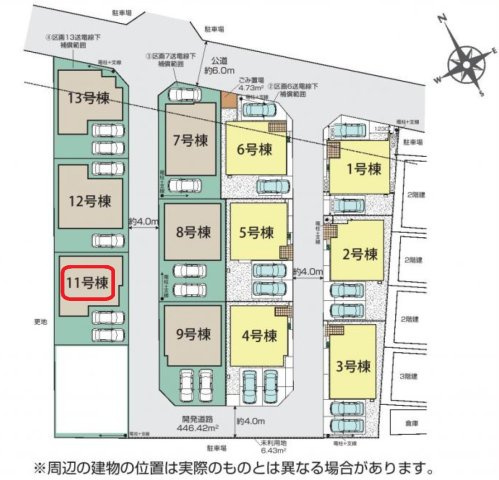 入間市下藤沢５丁目・全13棟　新築一戸建　11号棟　の区画図|【全13棟・11号棟】カースペース2台分。