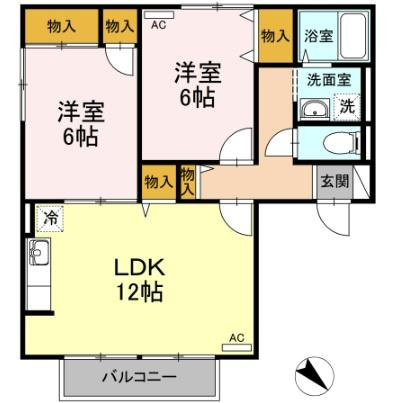 【間取り】 | プリムローズⅢA棟