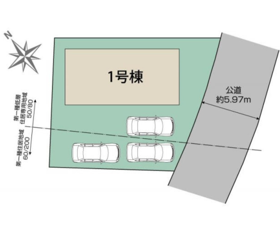 新築戸建　富士市厚原全１棟１期　1号棟の区画図