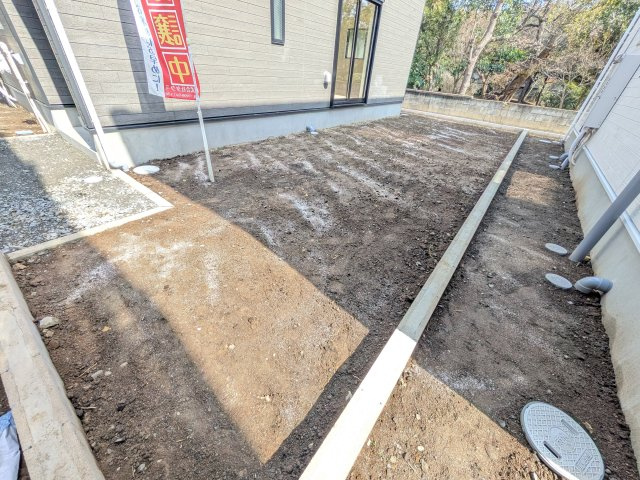 土浦市生田町　第4　新築戸建　5号棟の庭|日当たりや広さを現地で体感してください。理想のガーデニングや家庭菜園を始めてみませんか。