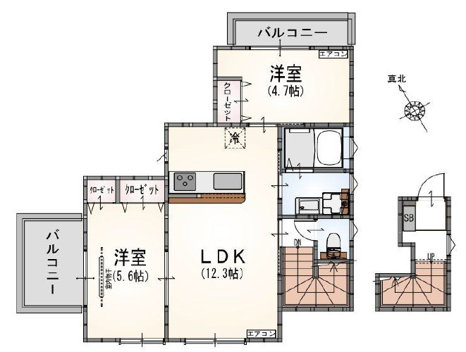 川崎市多摩区中野島４丁目のアパートの間取り
