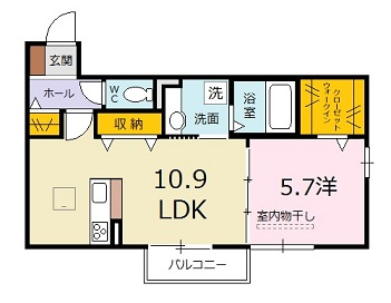 広島市安佐北区三入２丁目のアパートの間取り